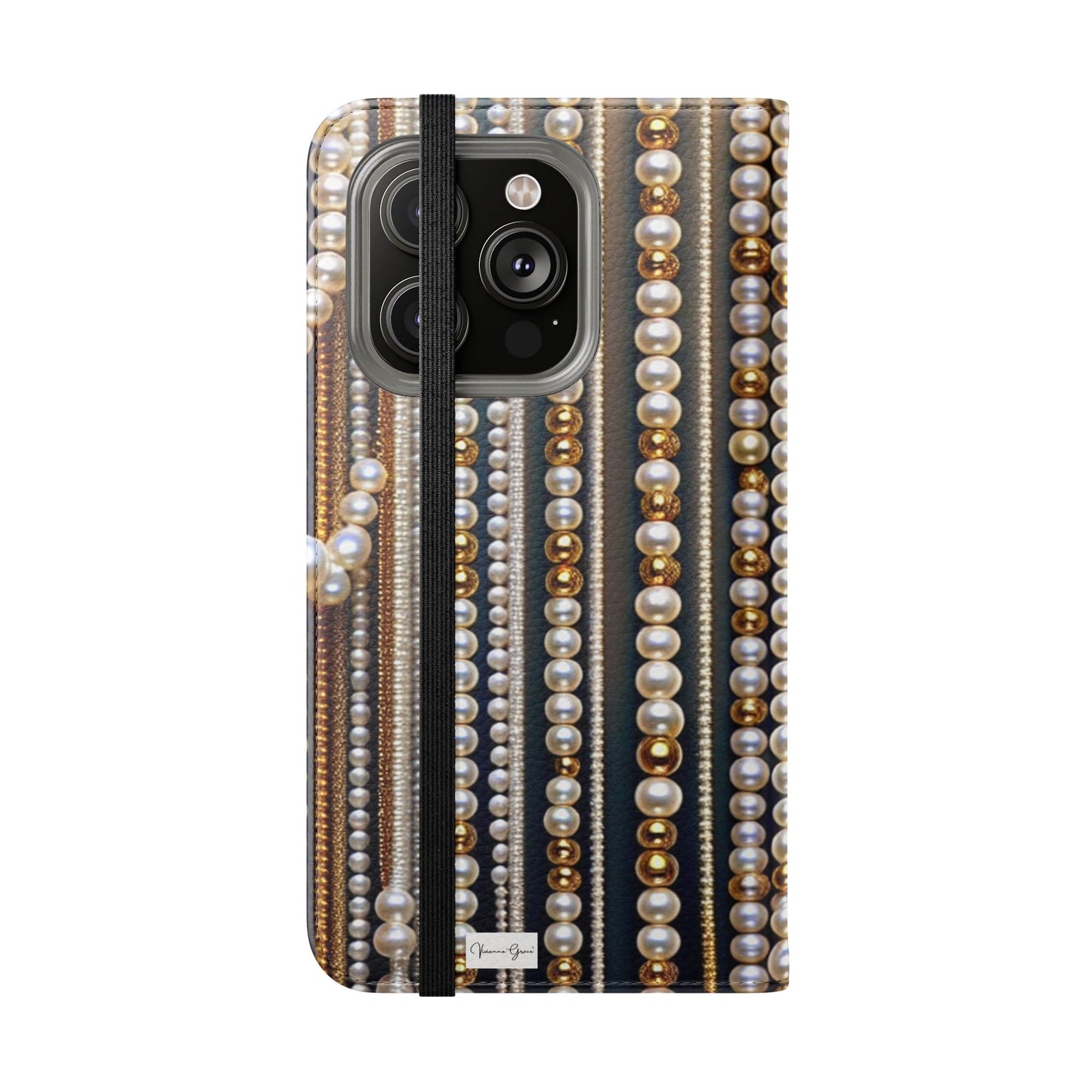 IPhone - Flip Case - PEARLS & GOLD - Vivienne Grace