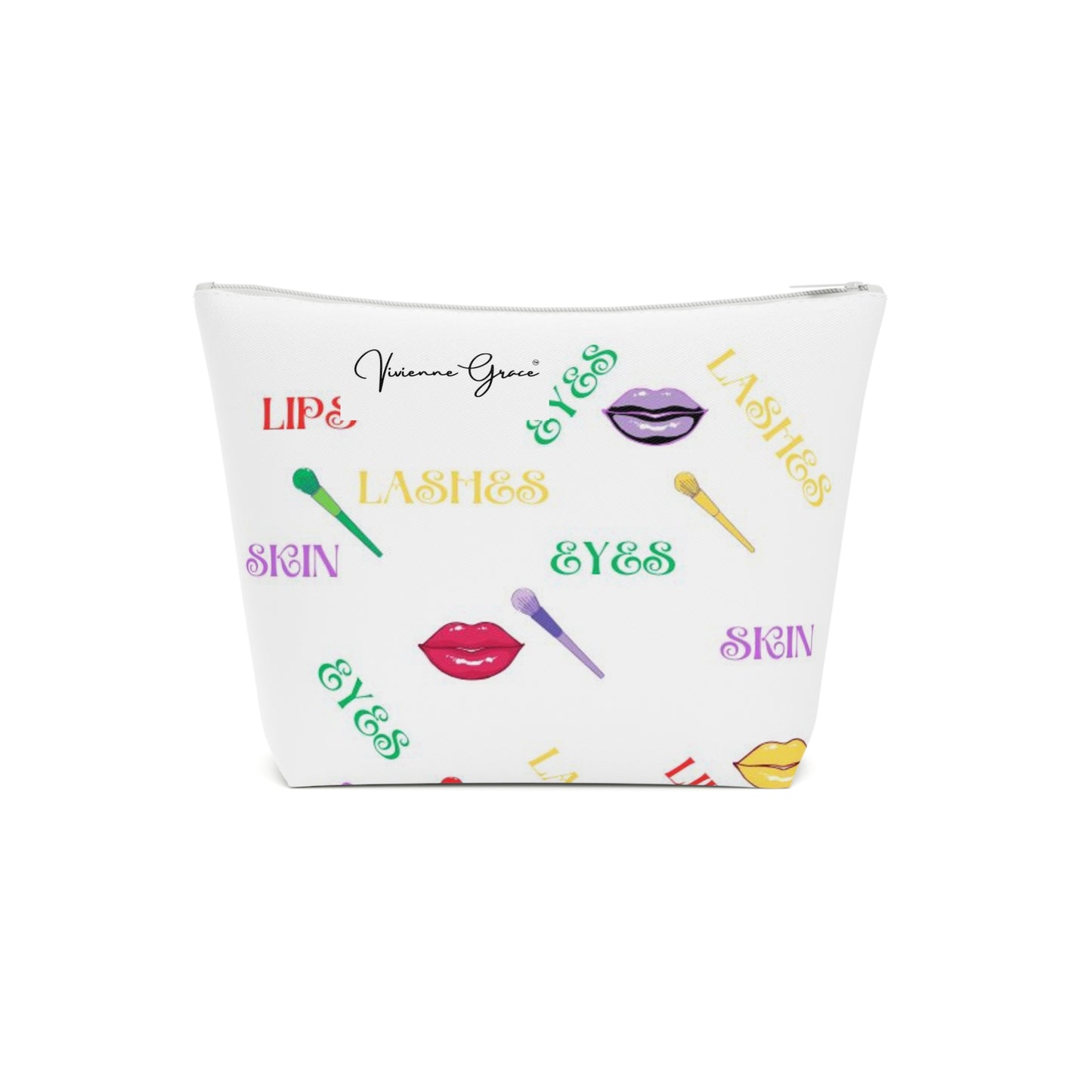 Cotton Cosmetic Bag - FUN (white) - Vivienne Grace