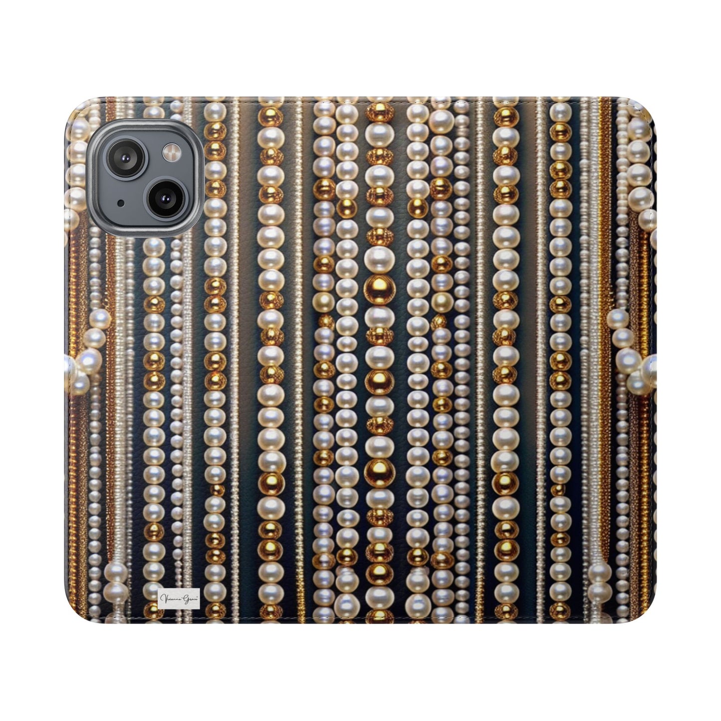 IPhone - Flip Case - PEARLS & GOLD - Vivienne Grace