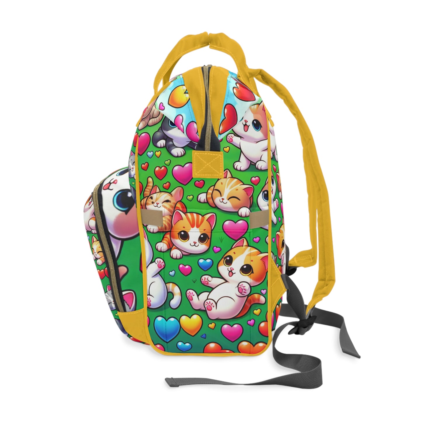 Multifunctional Diaper Backpack - Bright Kittens - Vivienne Grace
