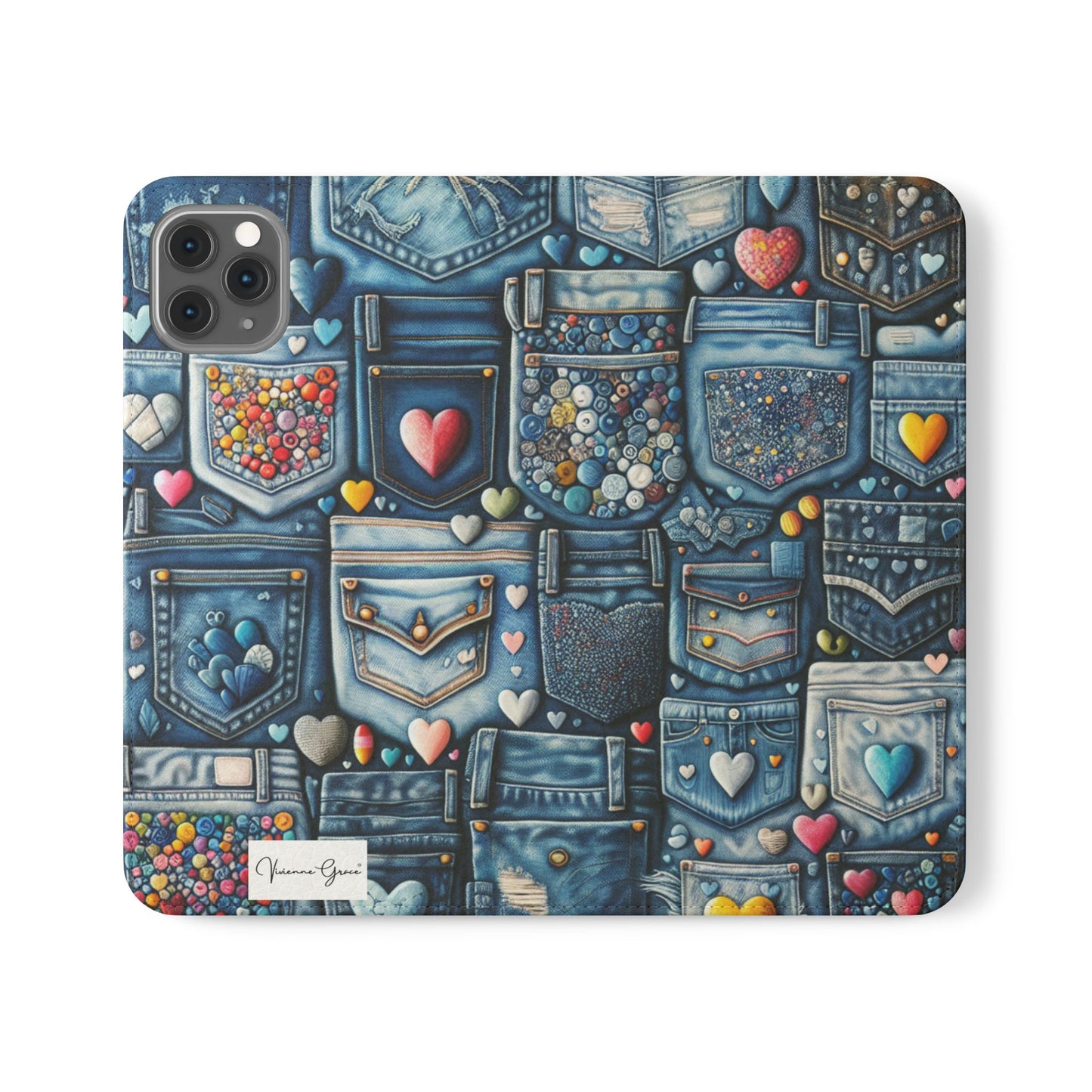 IPhone - Flip Case - BLUE JEANS - Vivienne Grace