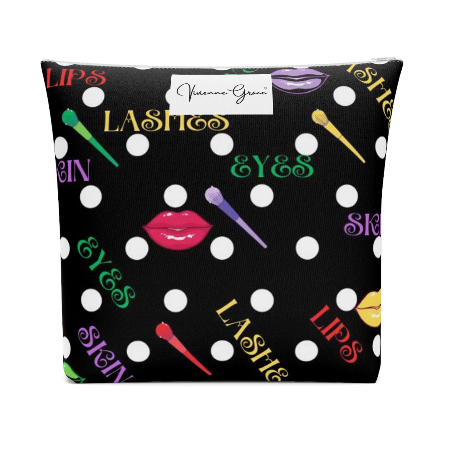 Cotton Cosmetic Bag - FUN (black) - Vivienne Grace