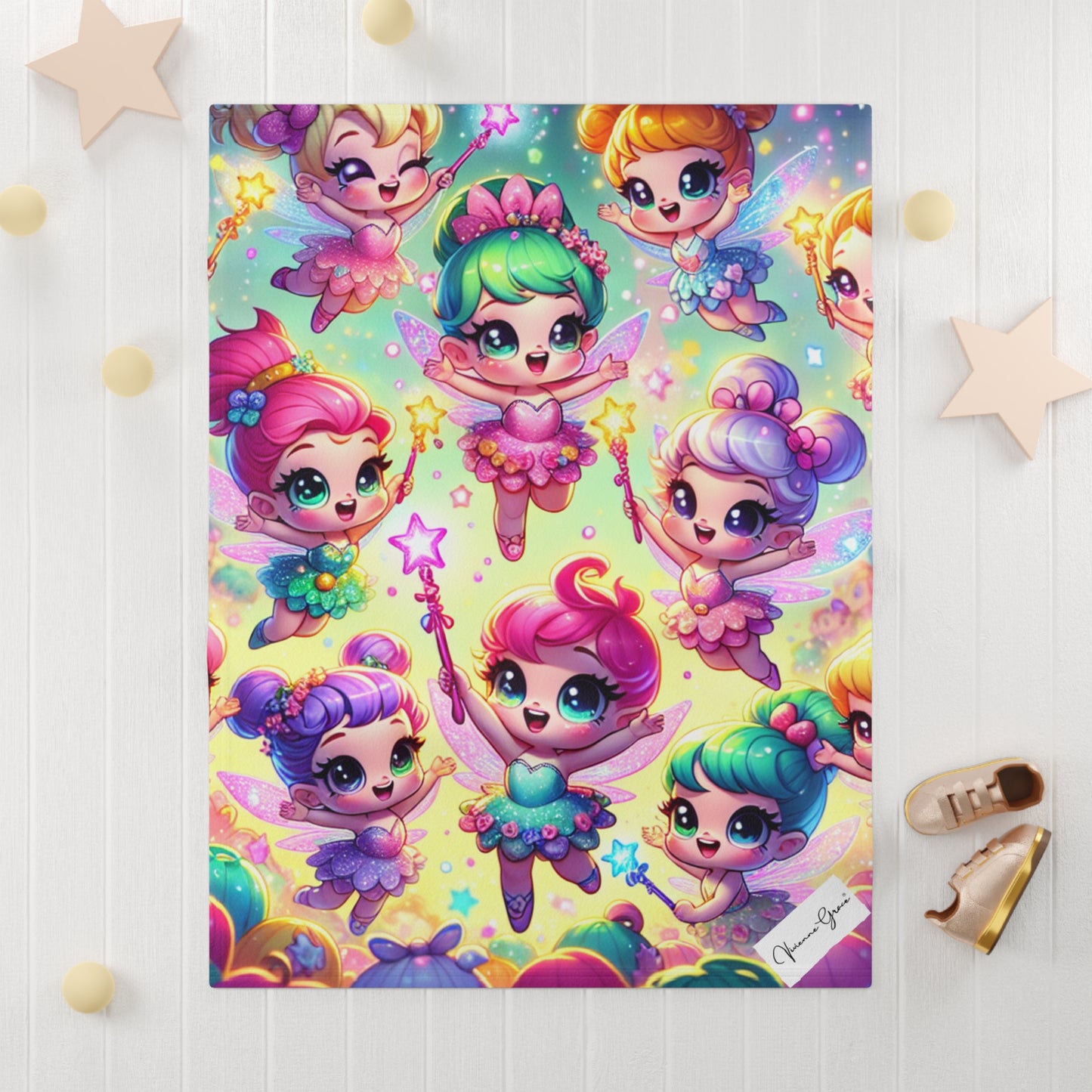 Soft Fleece Baby Blanket - LITTLE FAIRIES - Vivienne Grace