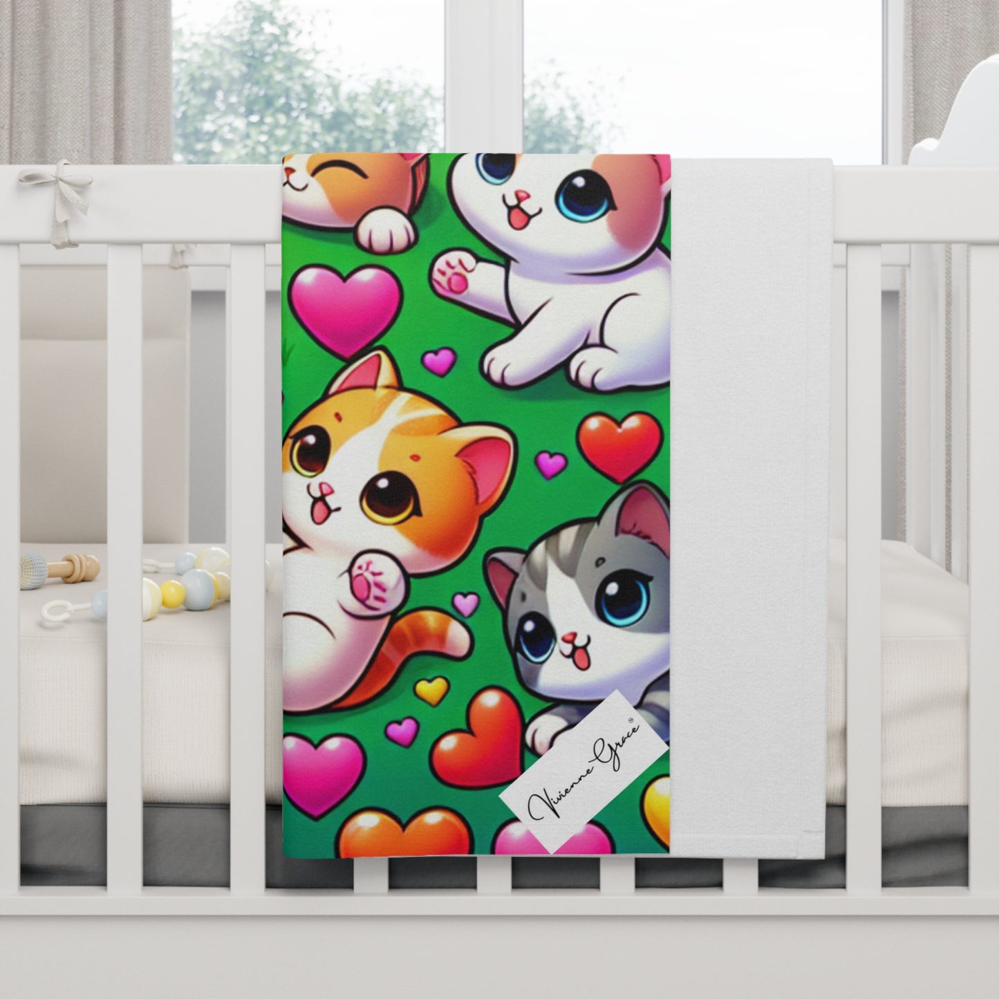 Soft Fleece Baby Blanket - Bright Kittens - Vivienne Grace