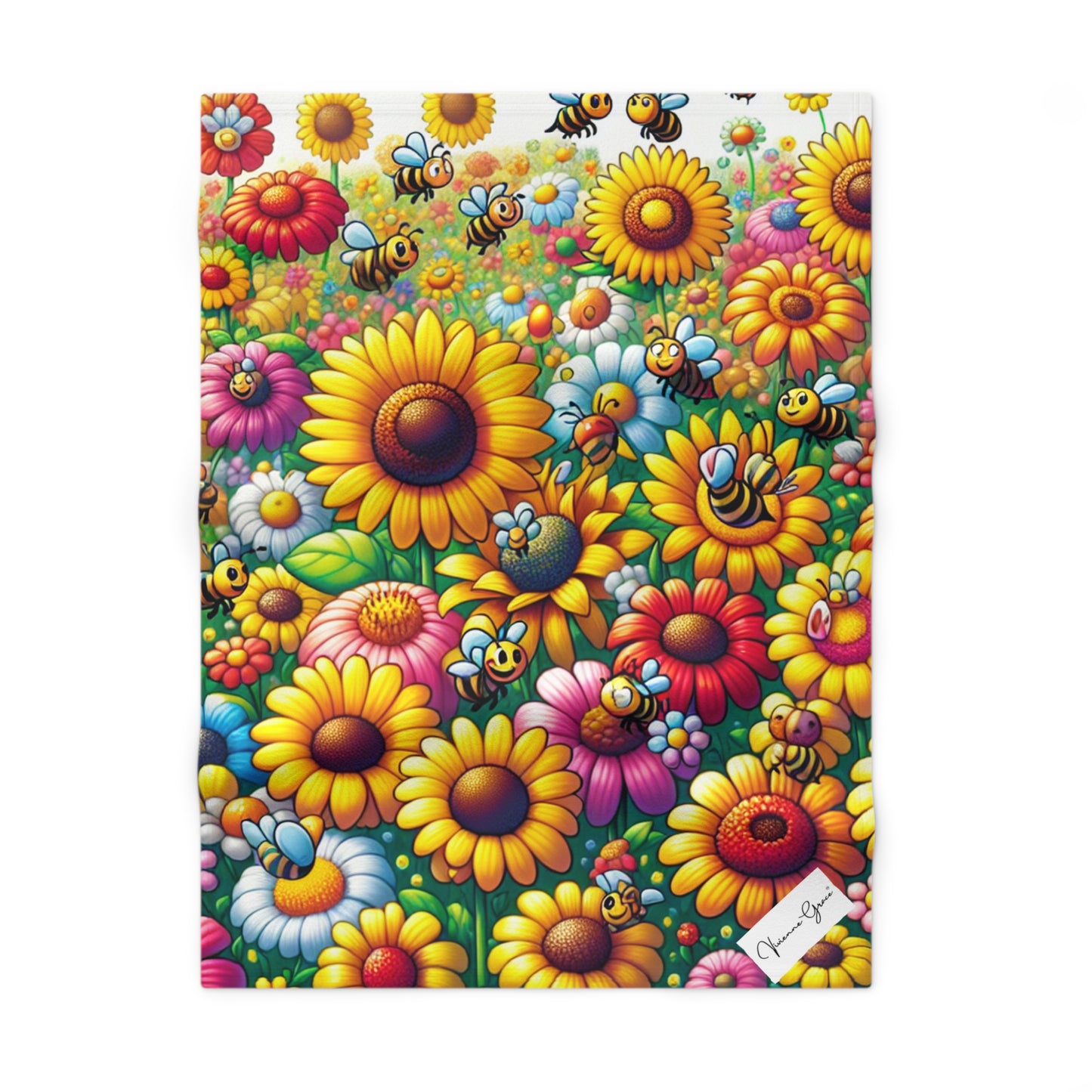 Soft Fleece Baby Blanket - SUNFLOWERS/BEES