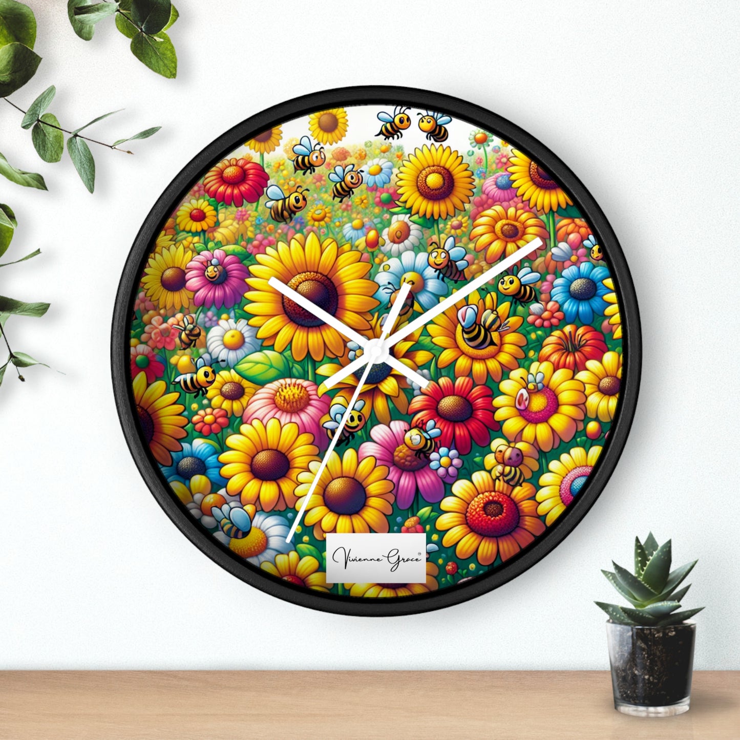 Wall Clock - SUNFLOWERS/BEES
