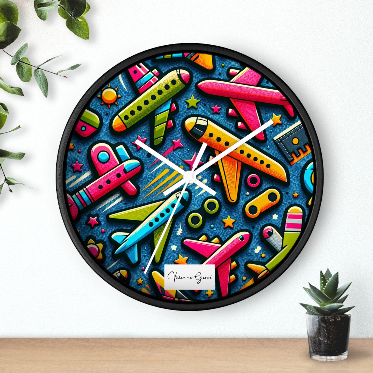 Wall Clock - AIRPLANES - Vivienne Grace