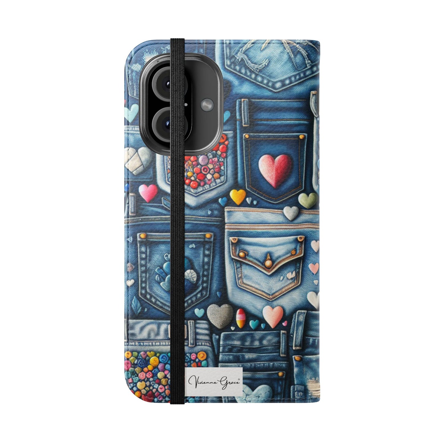 IPhone - Flip Case - BLUE JEANS - Vivienne Grace