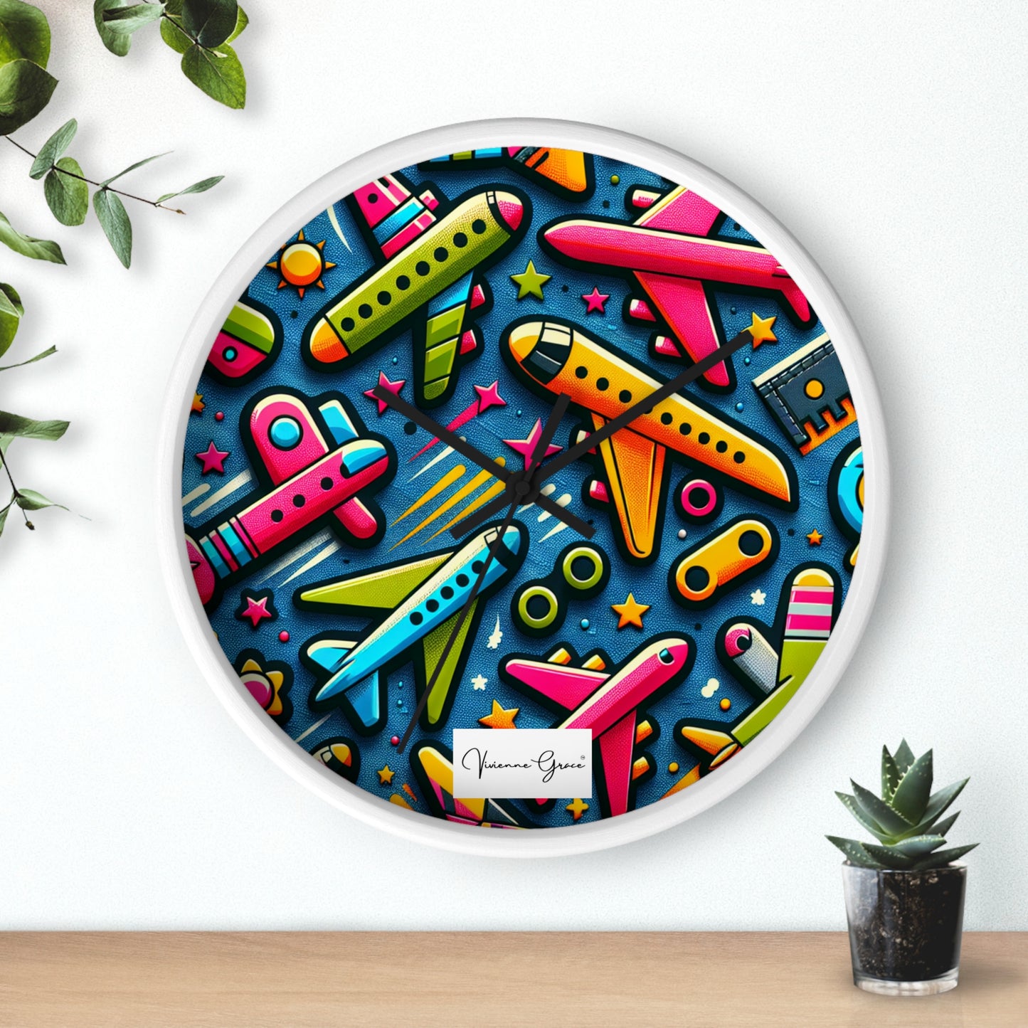 Wall Clock - AIRPLANES - Vivienne Grace