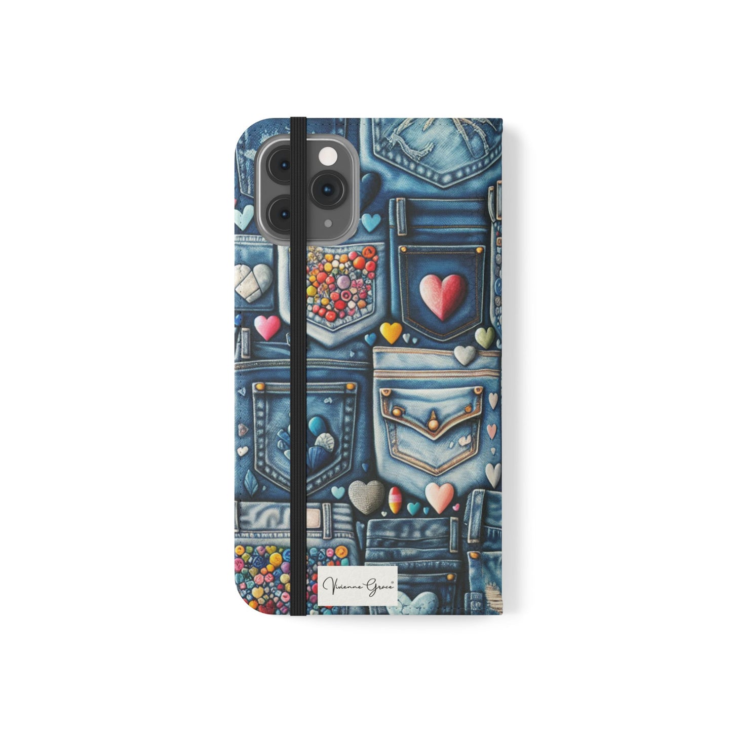 IPhone - Flip Case - BLUE JEANS - Vivienne Grace