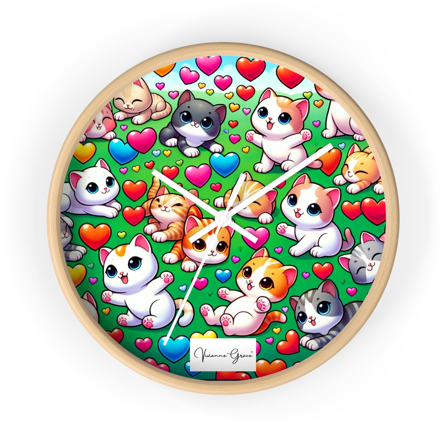Wall Clock - BRIGHT KITTENS - Vivienne Grace