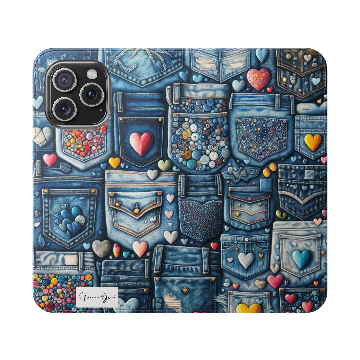 IPhone - Flip Case - BLUE JEANS - Vivienne Grace
