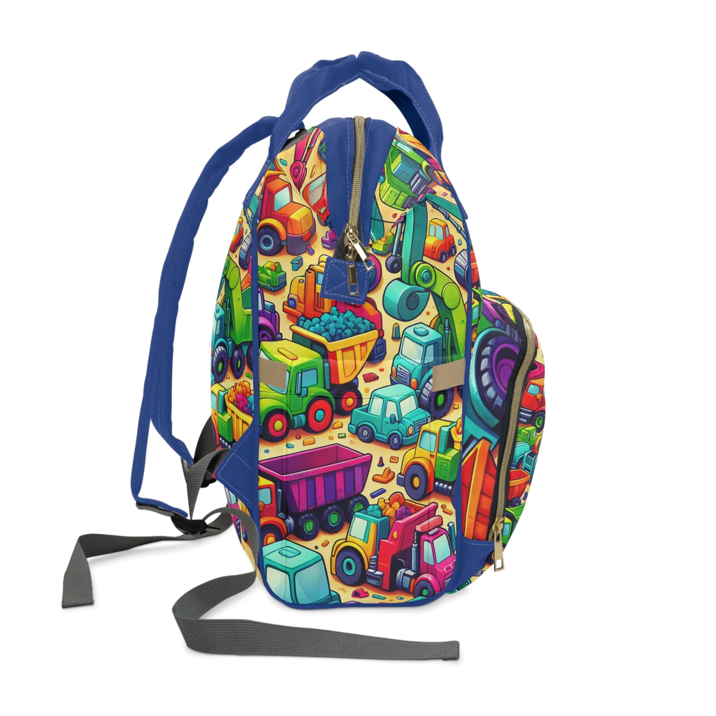 Multifunctional Diaper Backpack - HEAVY EQUIPMENT TOYS (Blue) - Vivienne Grace