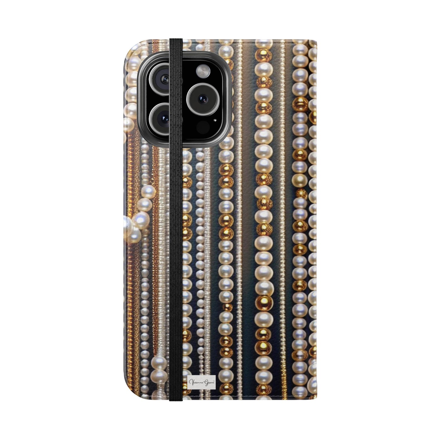 IPhone - Flip Case - PEARLS & GOLD - Vivienne Grace