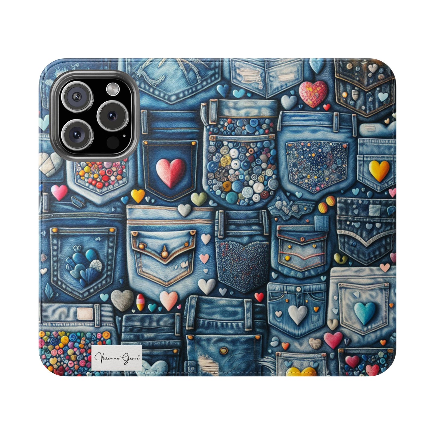 IPhone - Flip Case - BLUE JEANS - Vivienne Grace