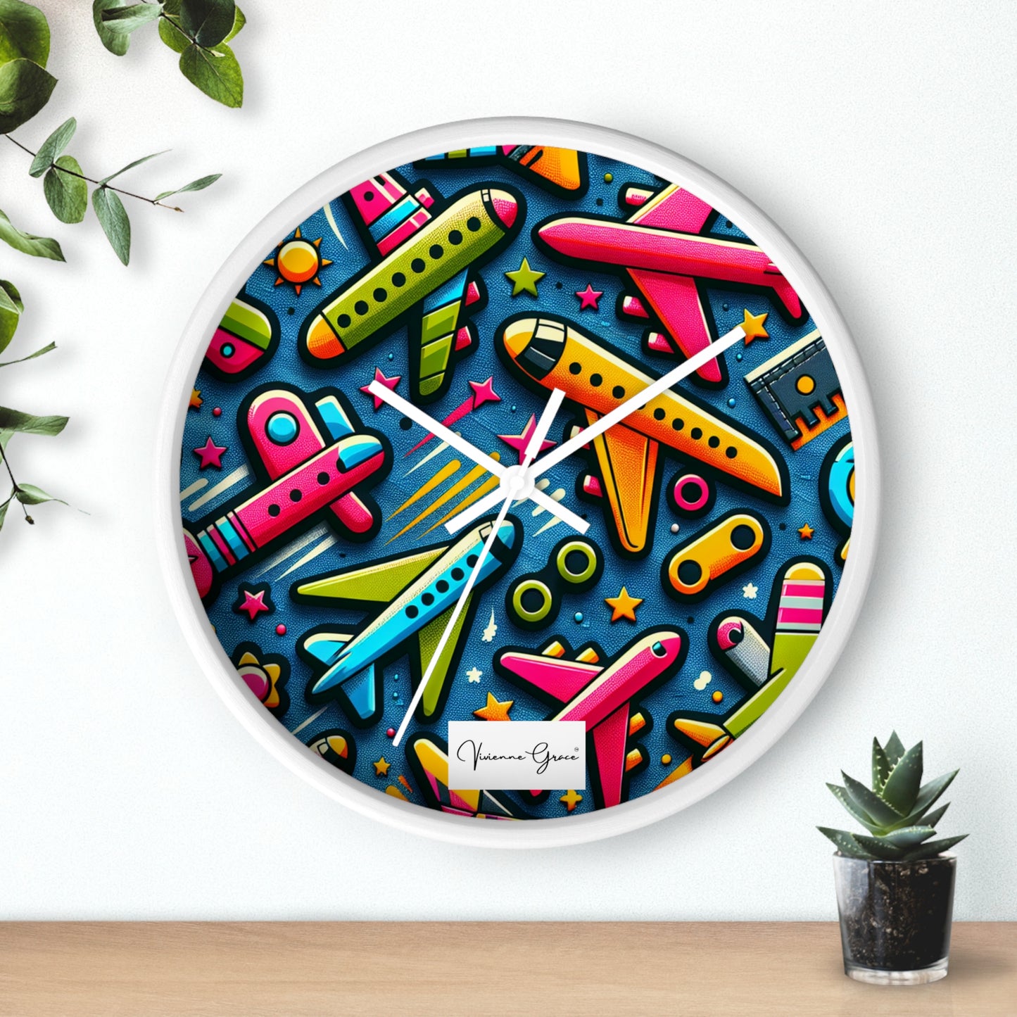 Wall Clock - AIRPLANES - Vivienne Grace