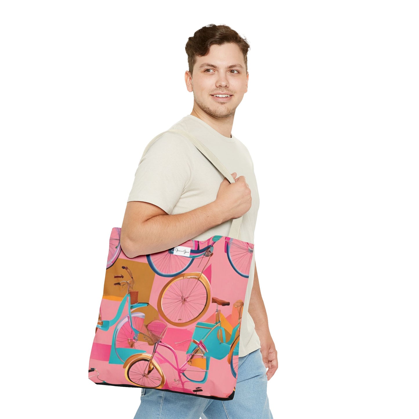 Tote Bag - Pink/Gold Bicycles - Vivienne Grace