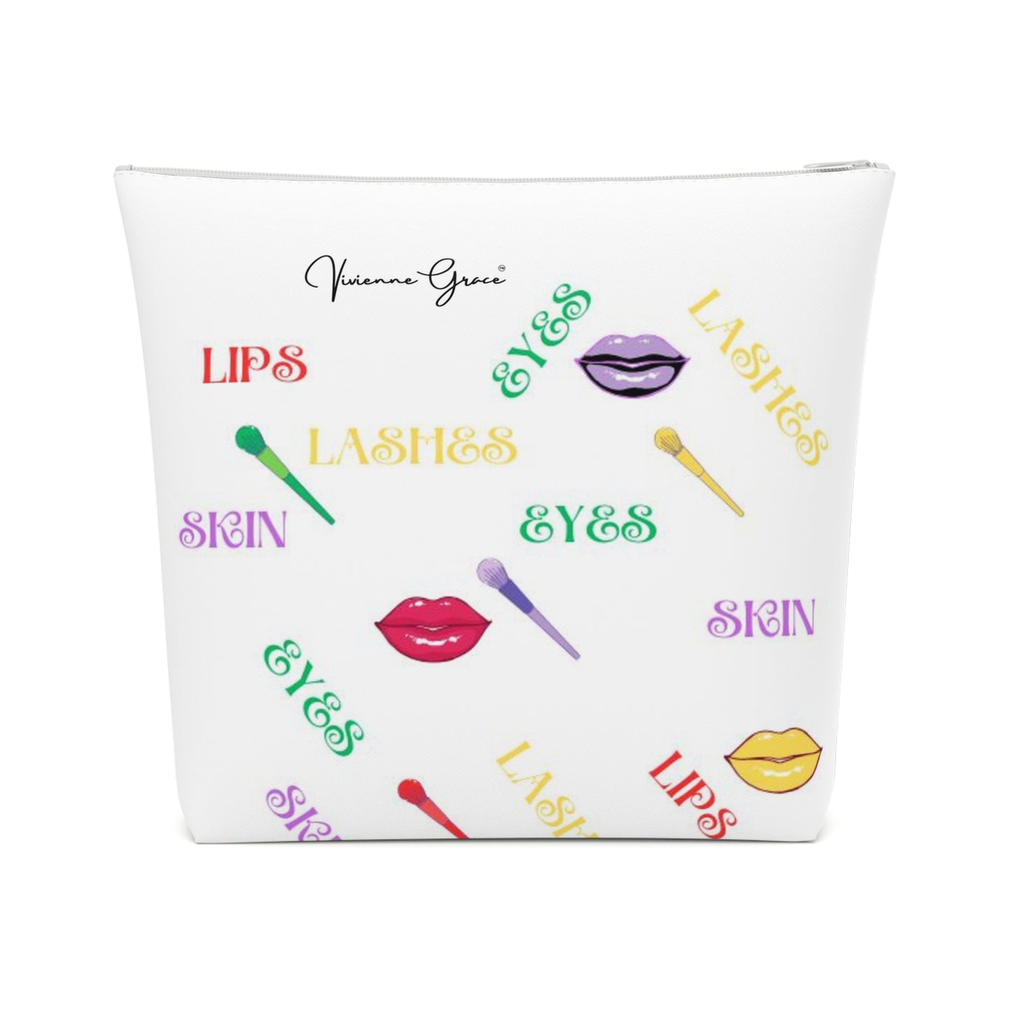 Cotton Cosmetic Bag - FUN (white) - Vivienne Grace