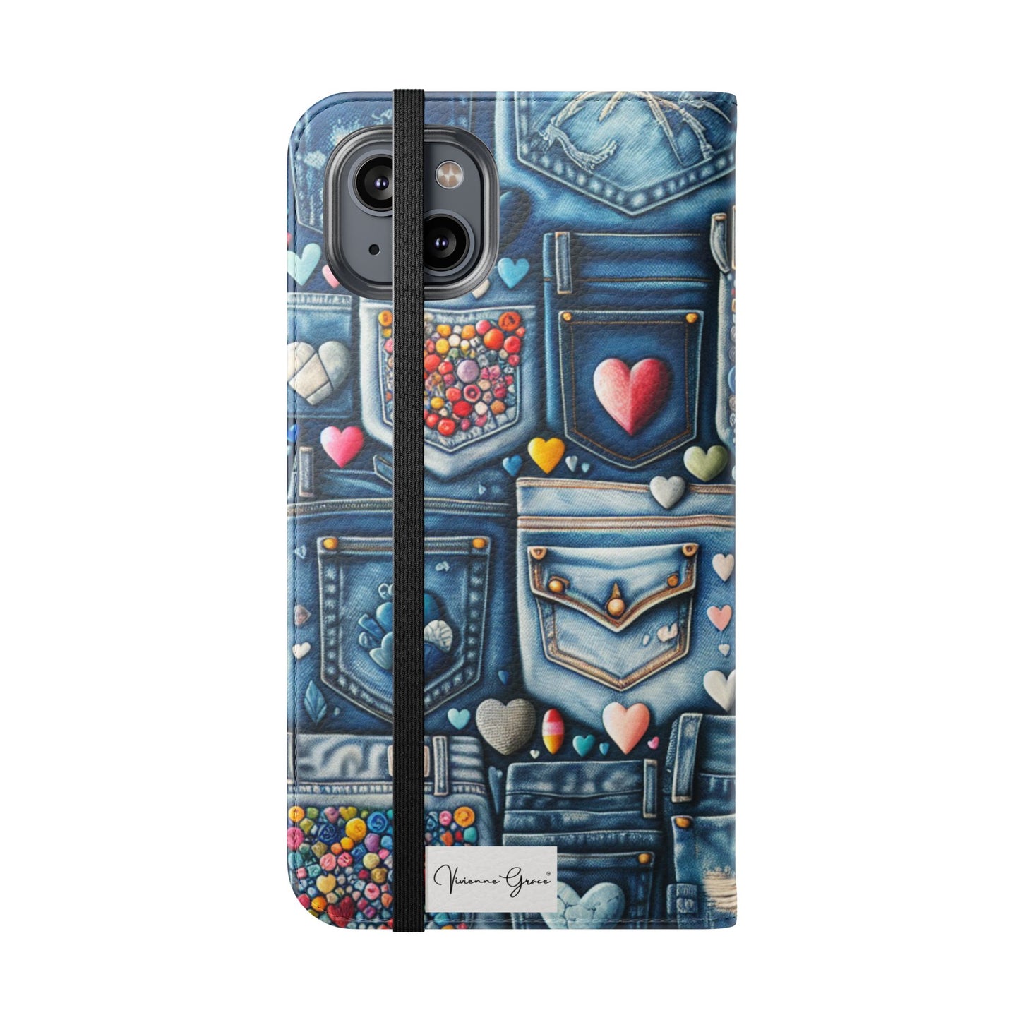 IPhone - Flip Case - BLUE JEANS - Vivienne Grace
