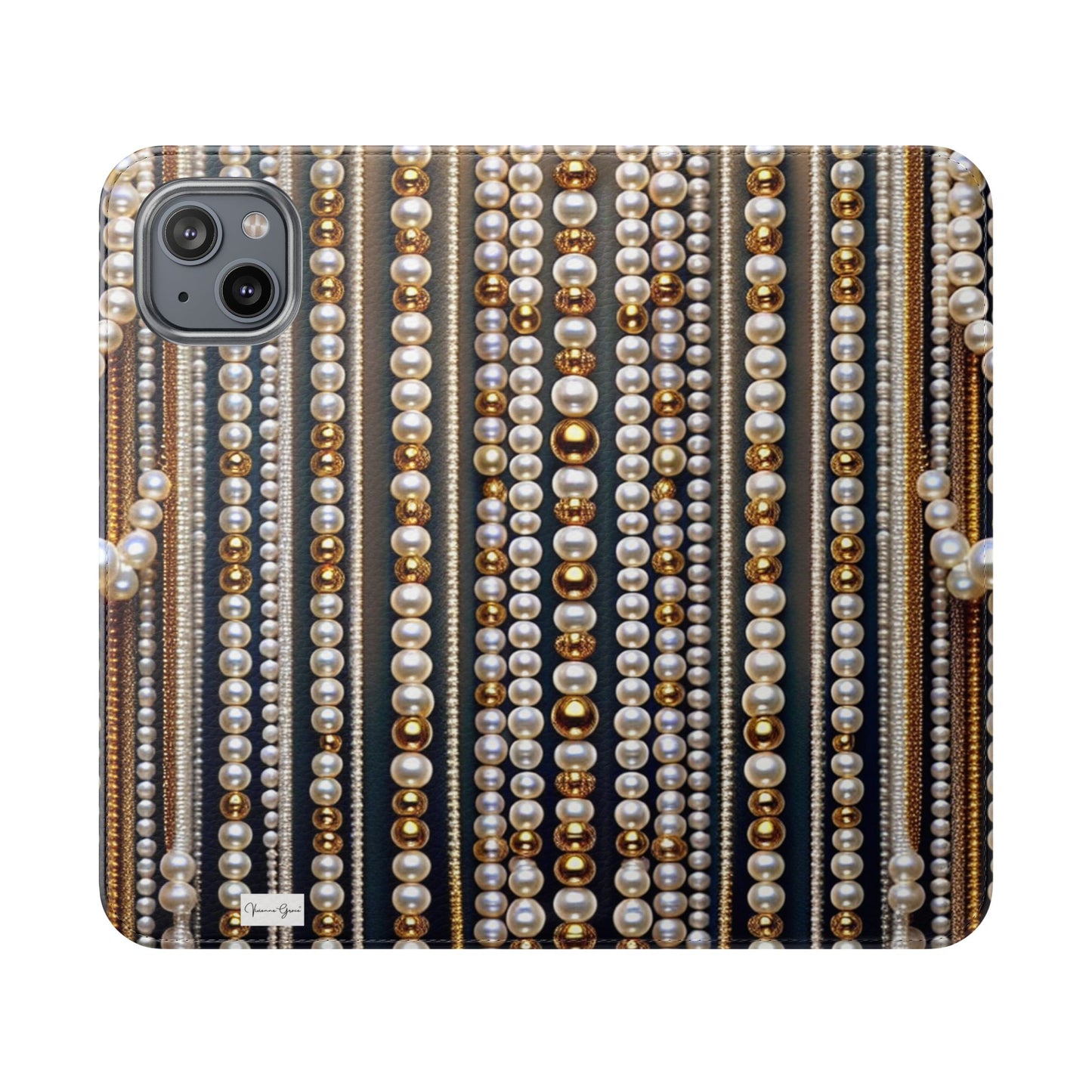 IPhone - Flip Case - PEARLS & GOLD - Vivienne Grace