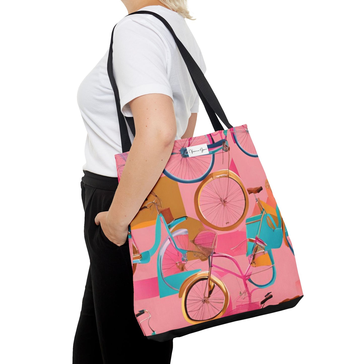 Tote Bag - Pink/Gold Bicycles - Vivienne Grace