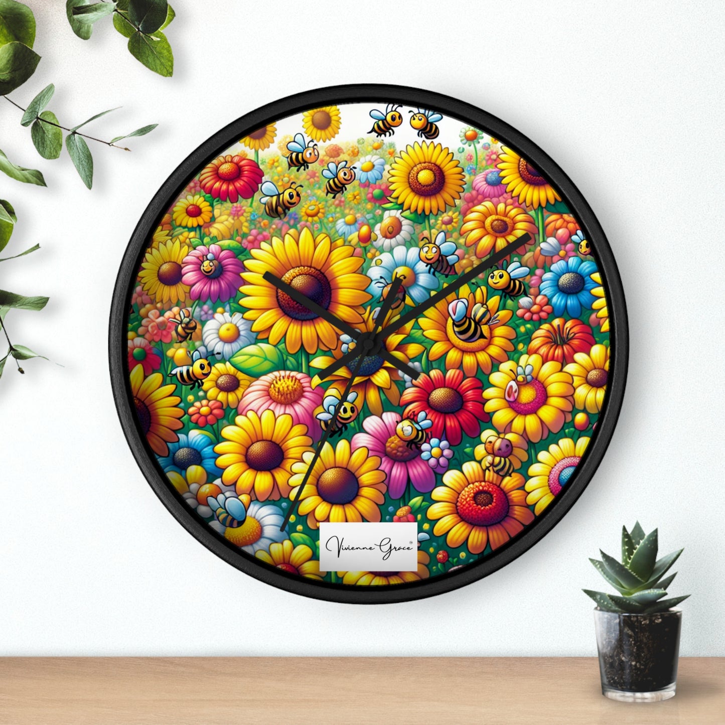 Wall Clock - SUNFLOWERS/BEES