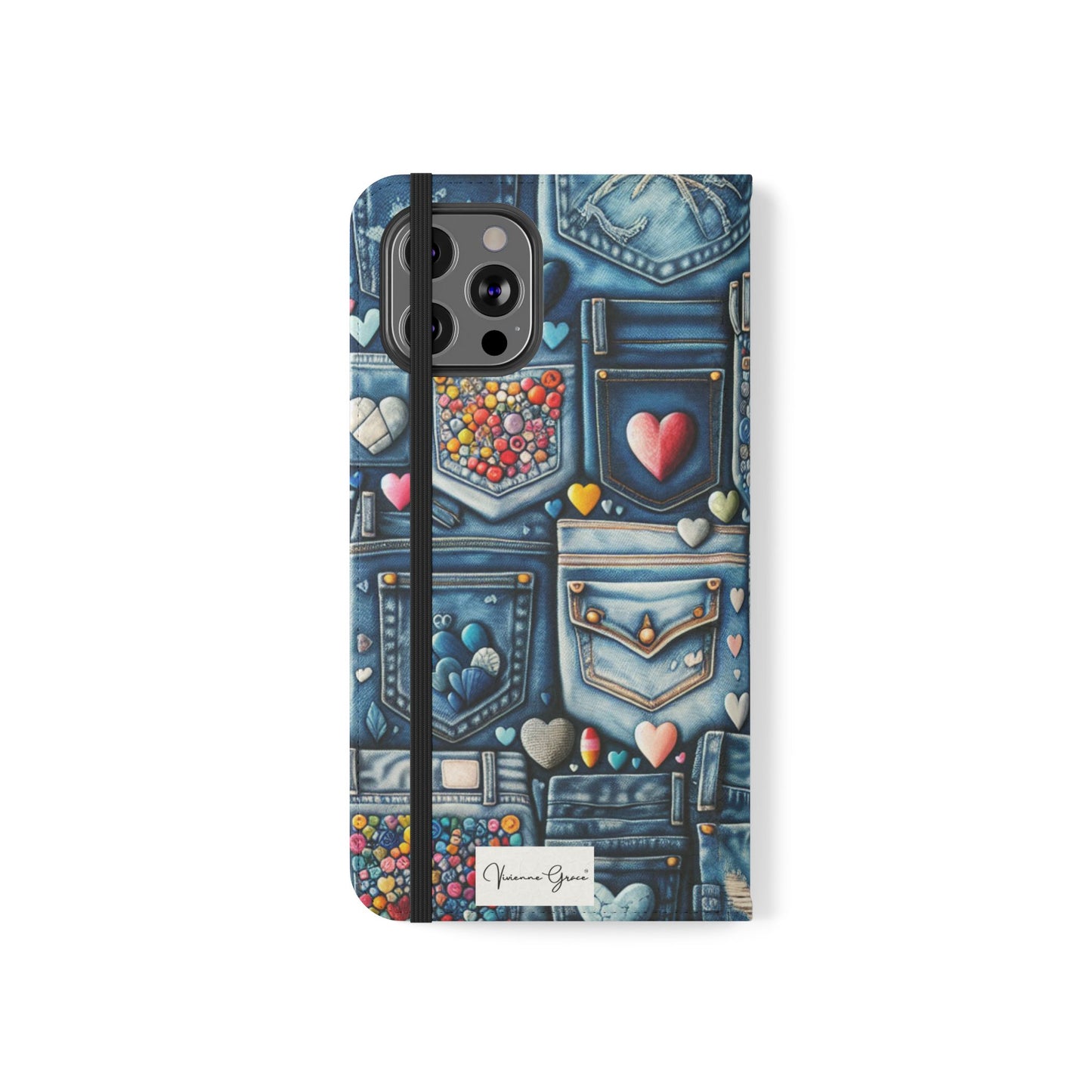 IPhone - Flip Case - BLUE JEANS - Vivienne Grace