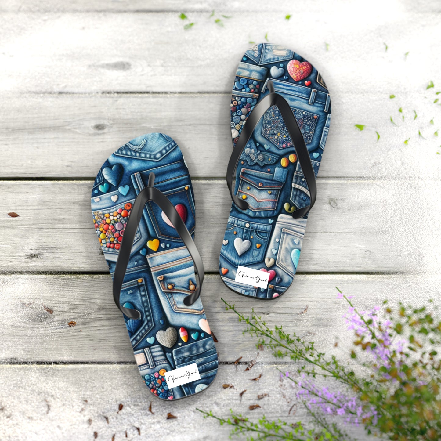 Flip Flops - BLUE JEANS - Vivienne Grace