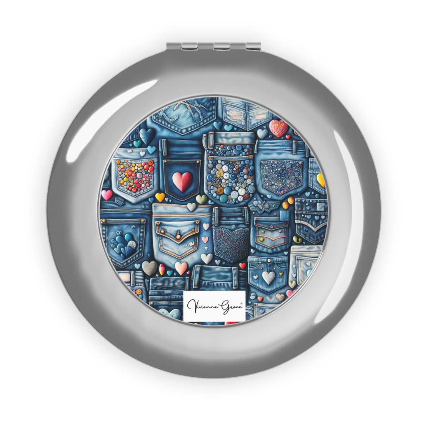 Compact Travel Mirror - BLUE JEANS - Vivienne Grace