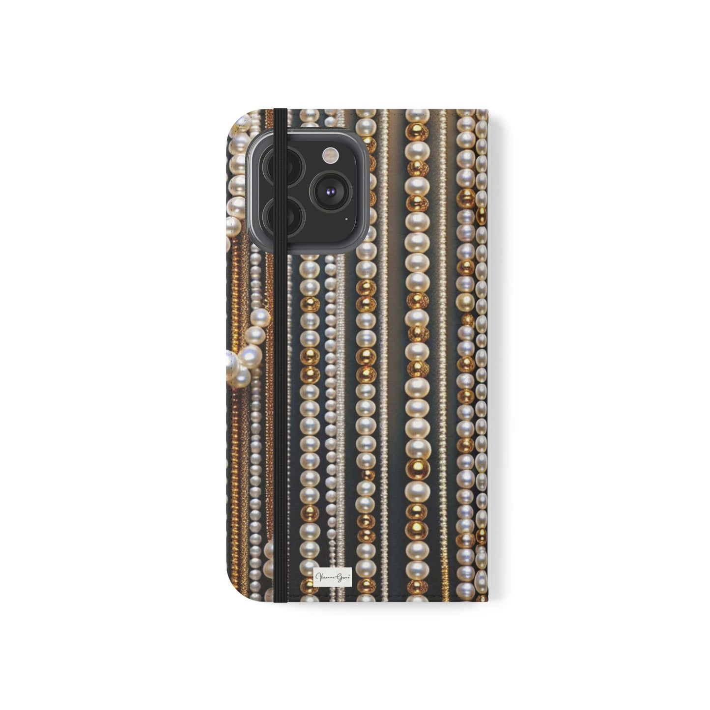 IPhone - Flip Case - PEARLS & GOLD - Vivienne Grace