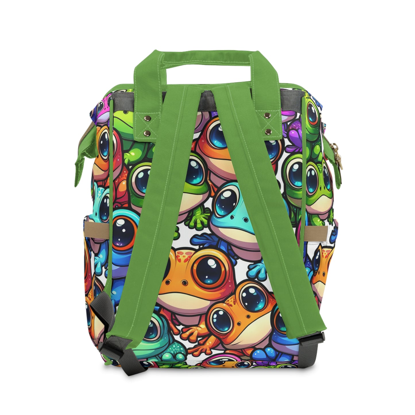 Multifunctional Diaper Backpack - FUNNY FROGS (green)