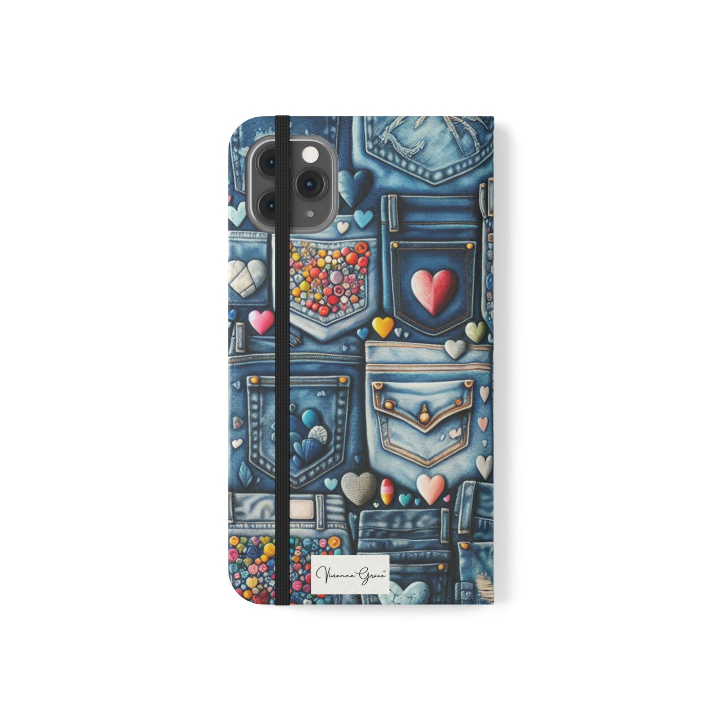 IPhone - Flip Case - BLUE JEANS - Vivienne Grace