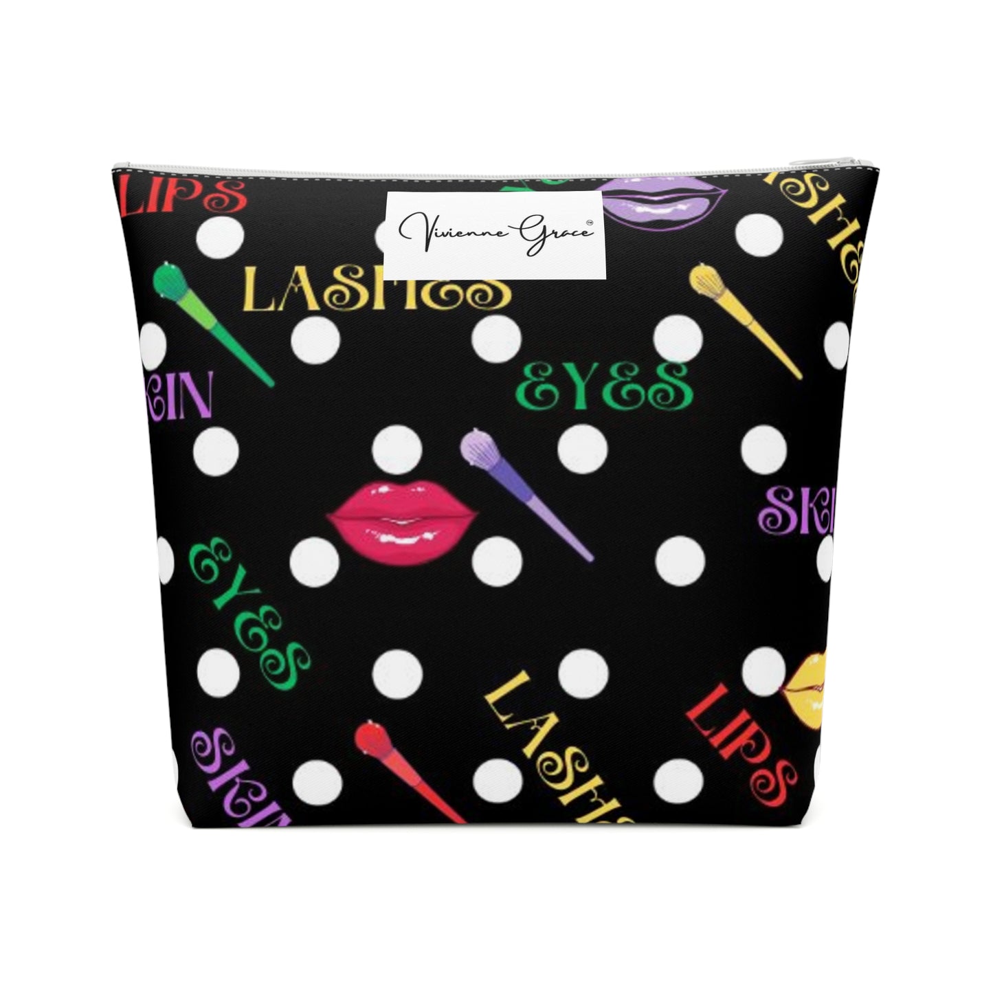 Cotton Cosmetic Bag - FUN (black) - Vivienne Grace