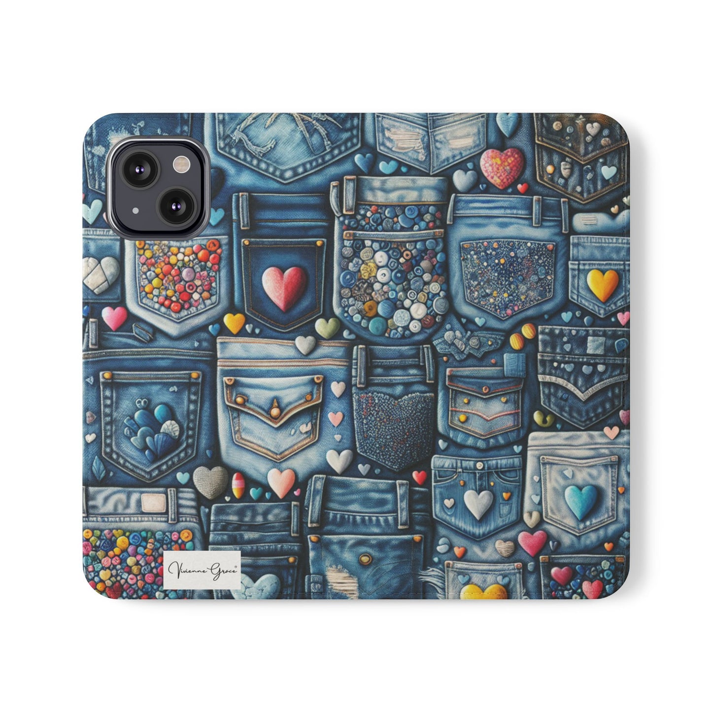 IPhone - Flip Case - BLUE JEANS - Vivienne Grace