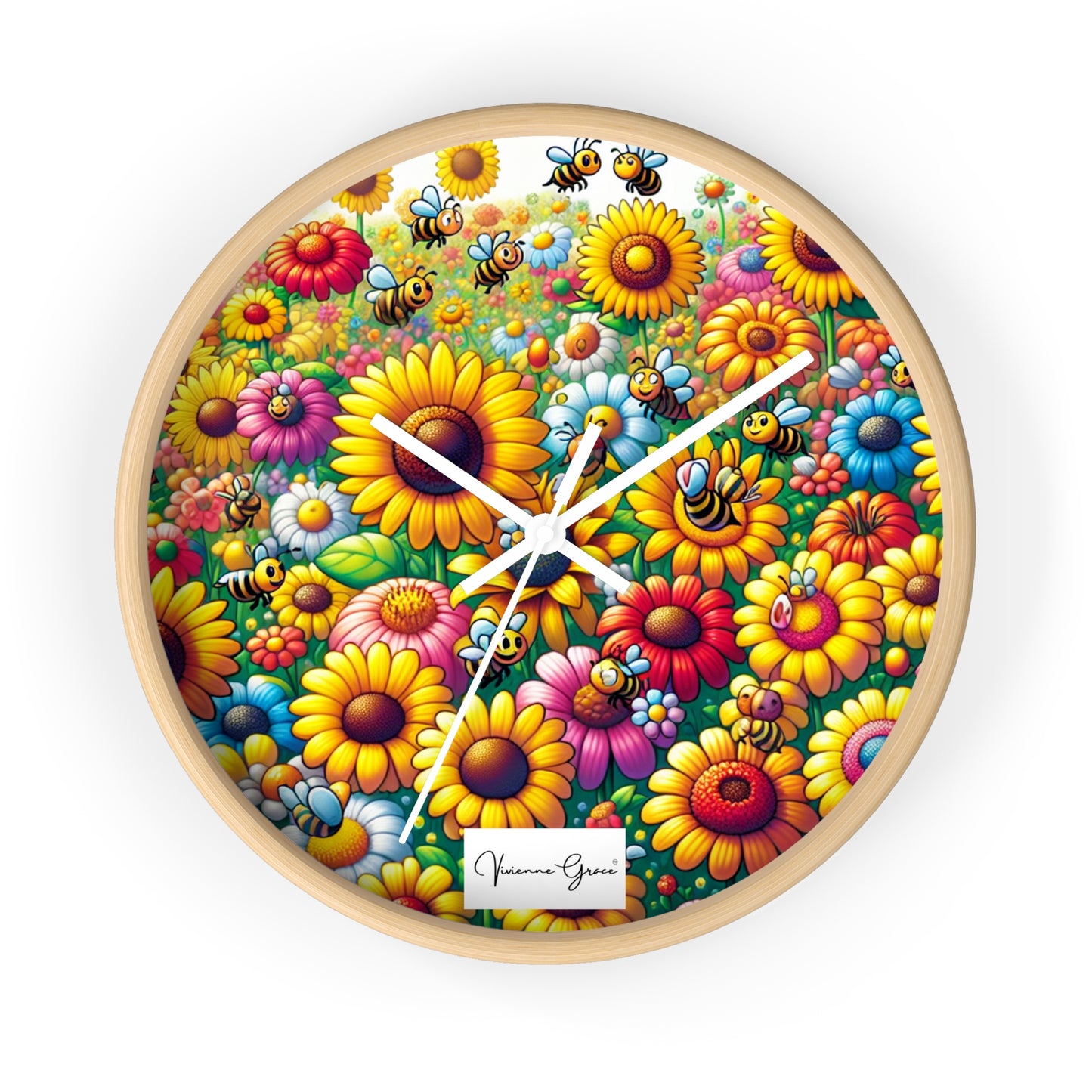 Wall Clock - SUNFLOWERS/BEES