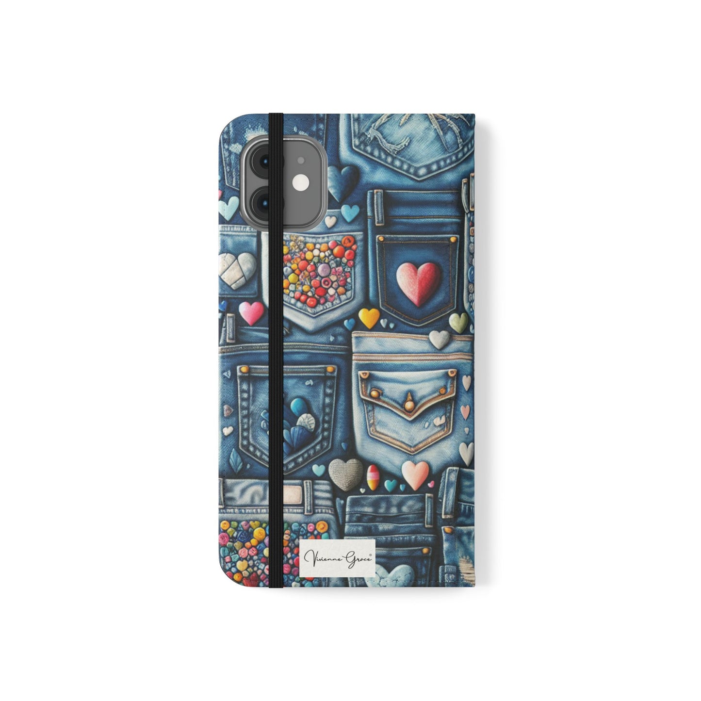 IPhone - Flip Case - BLUE JEANS - Vivienne Grace