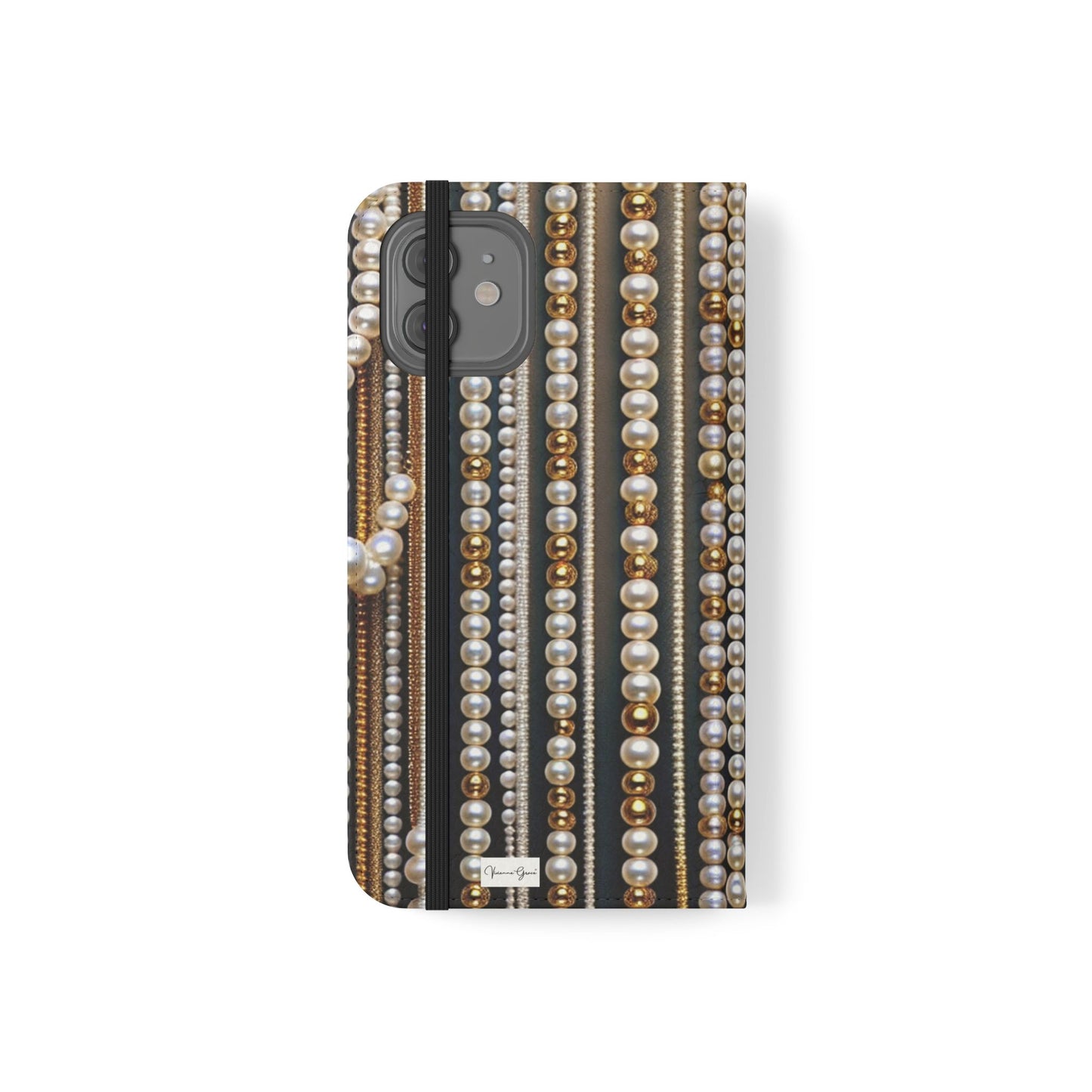 IPhone - Flip Case - PEARLS & GOLD - Vivienne Grace