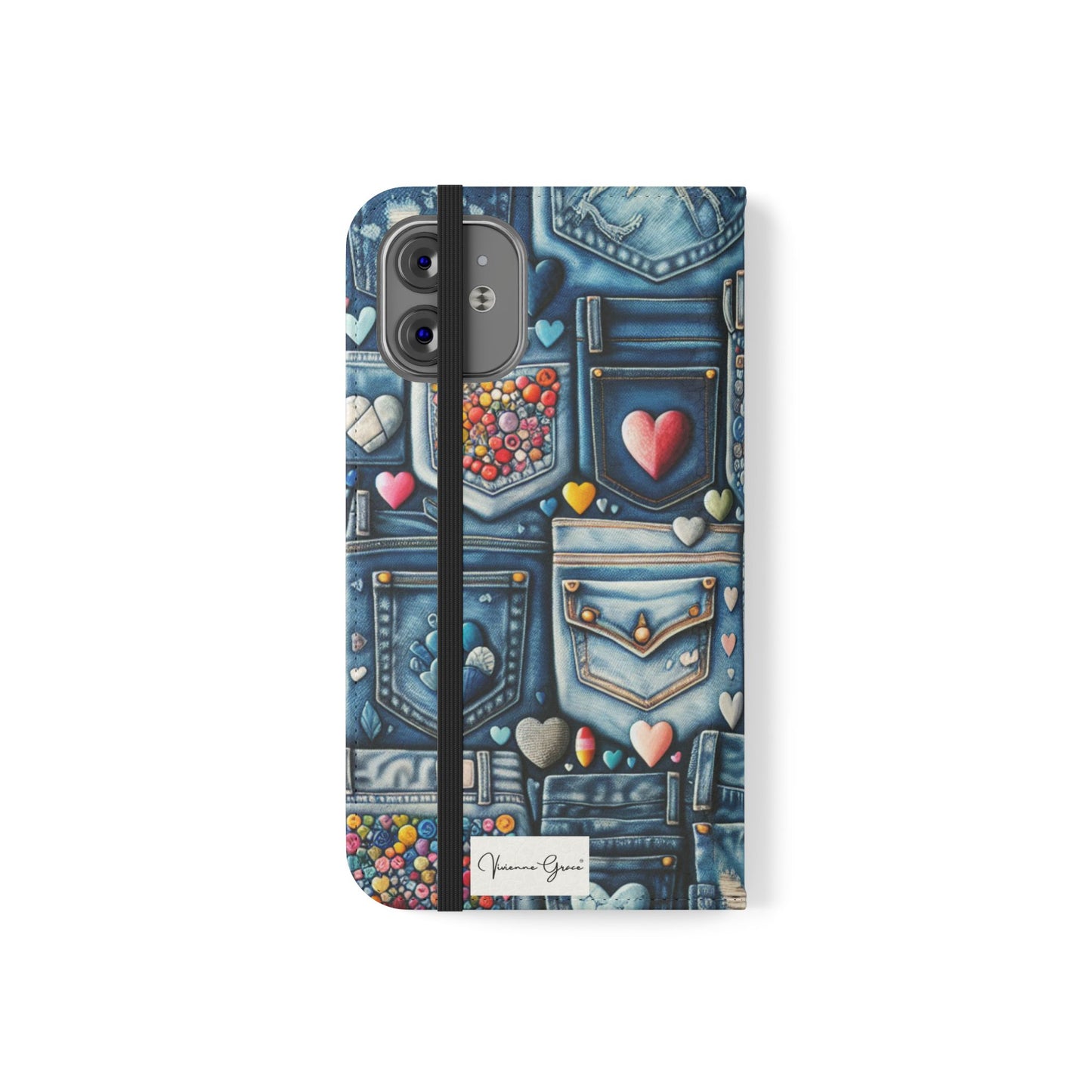 IPhone - Flip Case - BLUE JEANS - Vivienne Grace