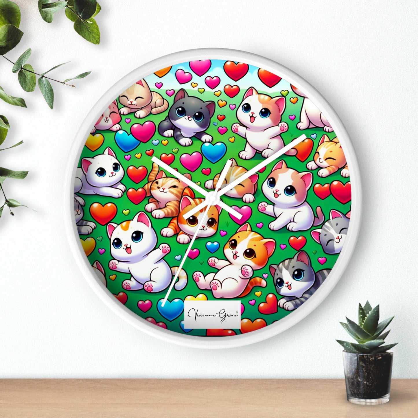 Wall Clock - BRIGHT KITTENS - Vivienne Grace