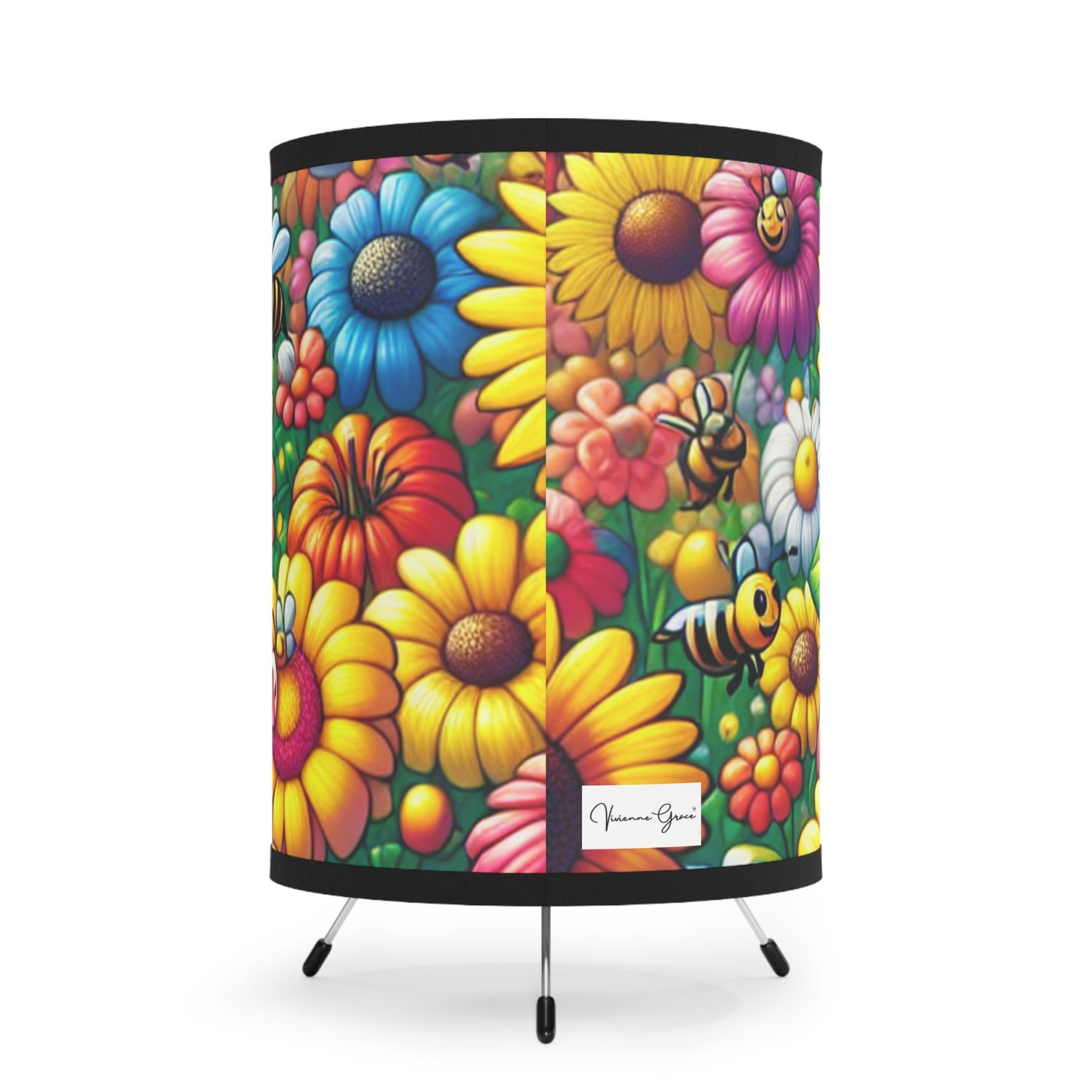 Tripod Lamp - SUNFLOWERS/BEES