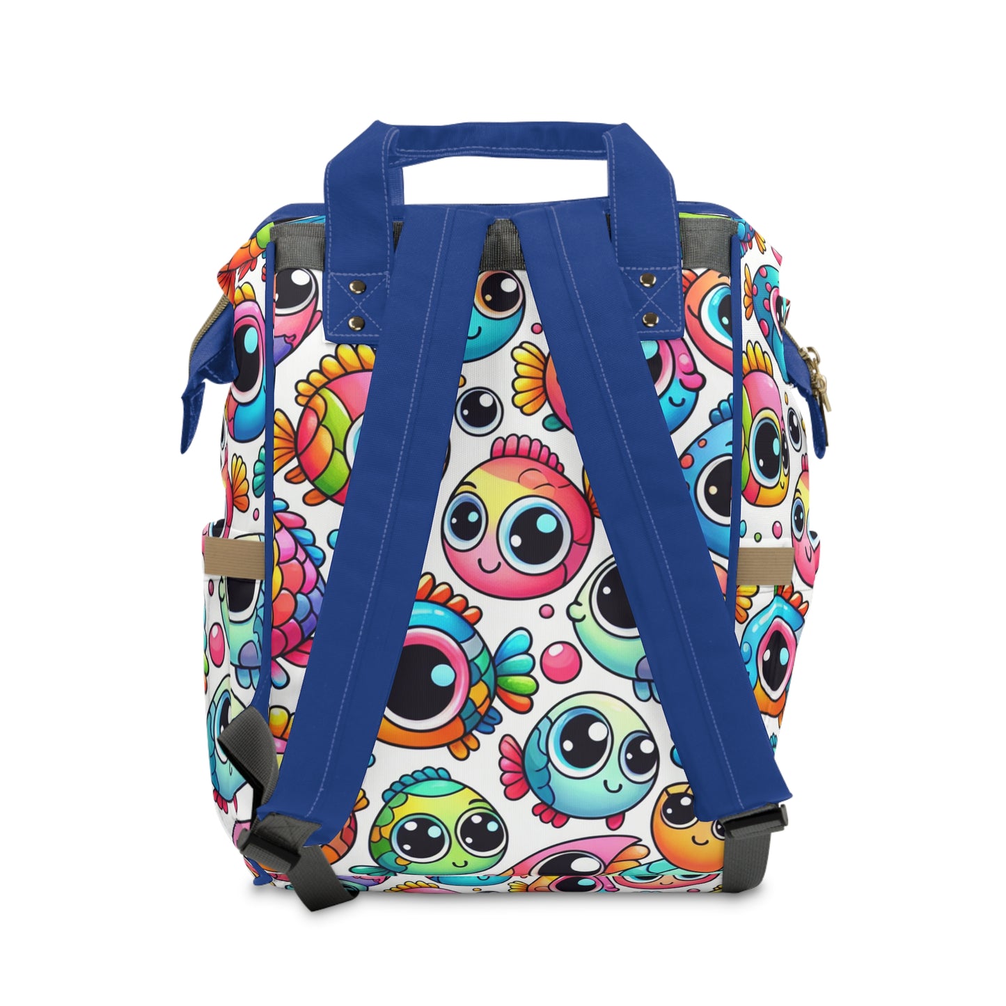 Multifunctional Diaper Backpack - BIG FISHIES (blue) - Vivienne Grace