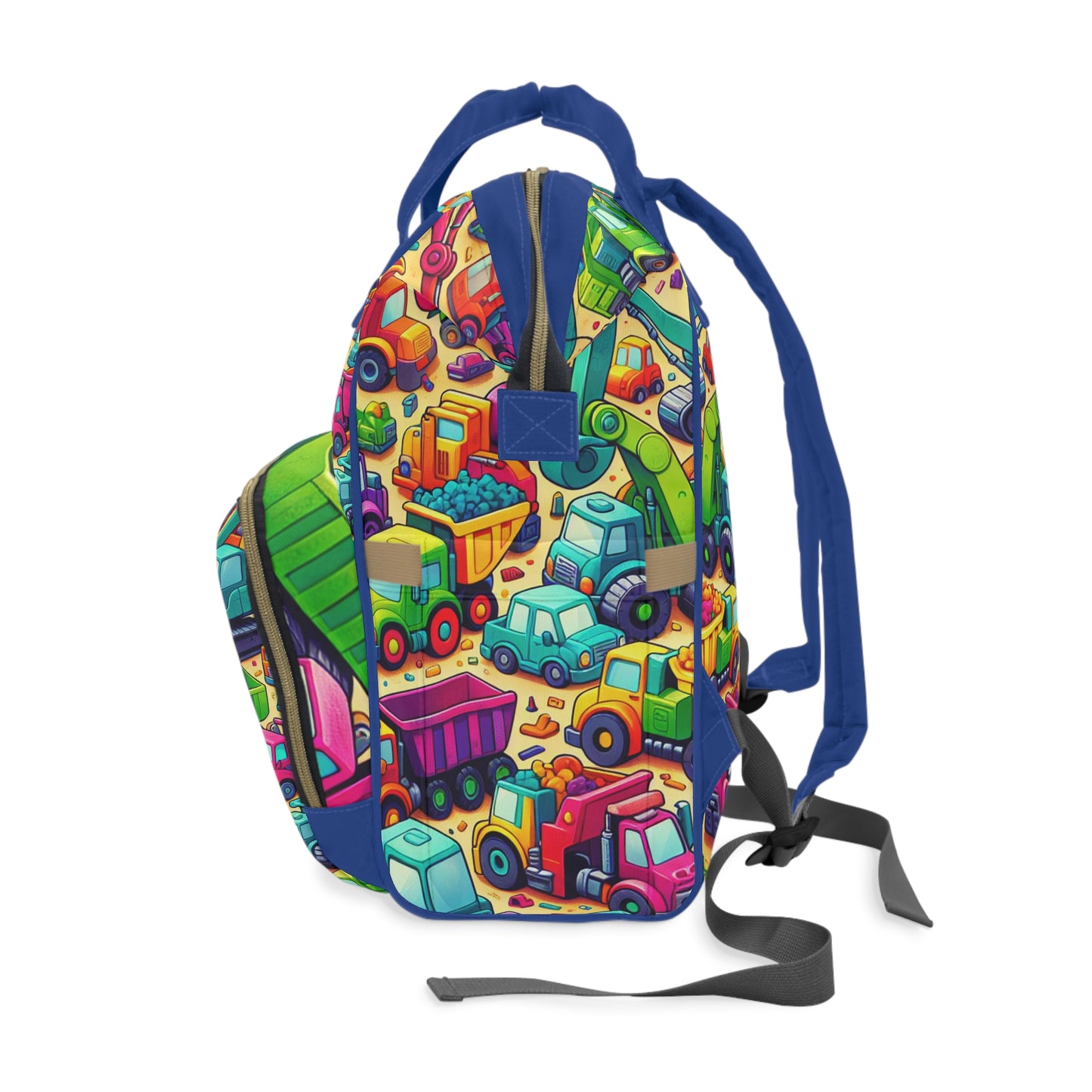 Multifunctional Diaper Backpack - HEAVY EQUIPMENT TOYS (Blue) - Vivienne Grace