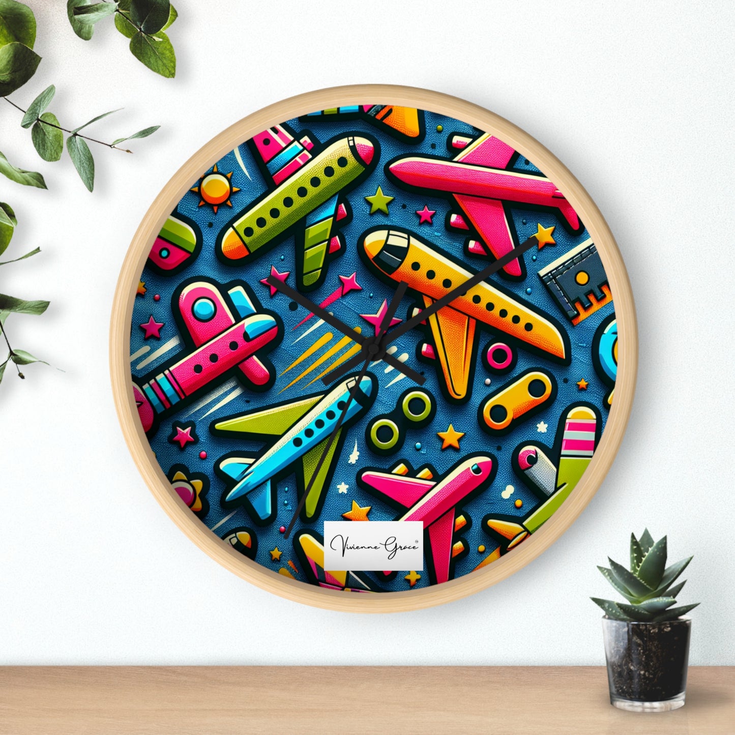 Wall Clock - AIRPLANES - Vivienne Grace