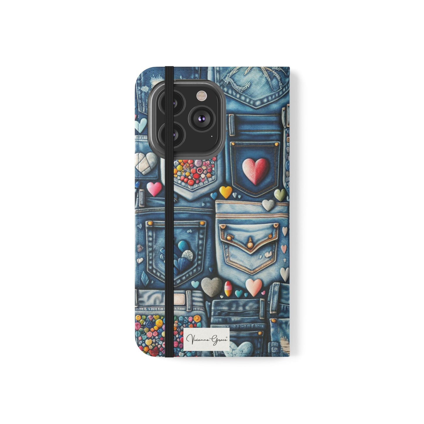 IPhone - Flip Case - BLUE JEANS - Vivienne Grace