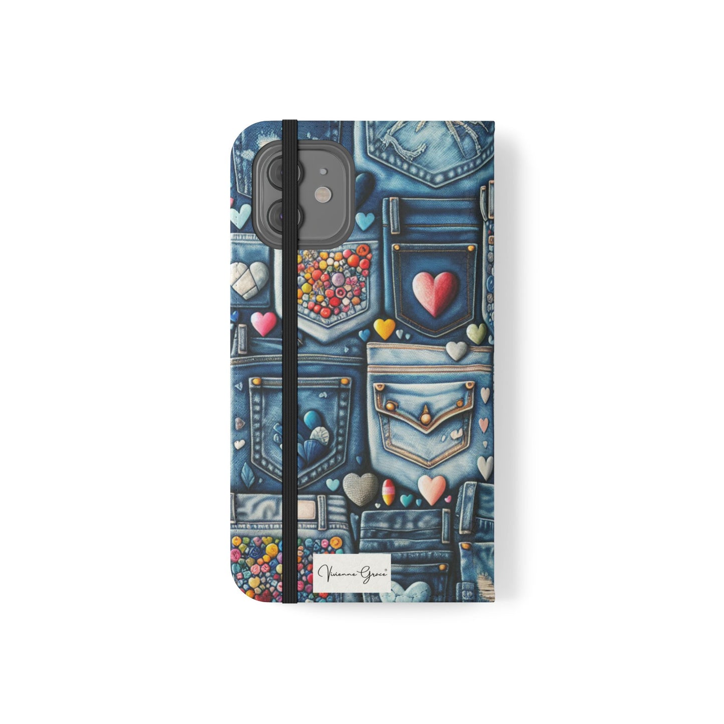 IPhone - Flip Case - BLUE JEANS - Vivienne Grace