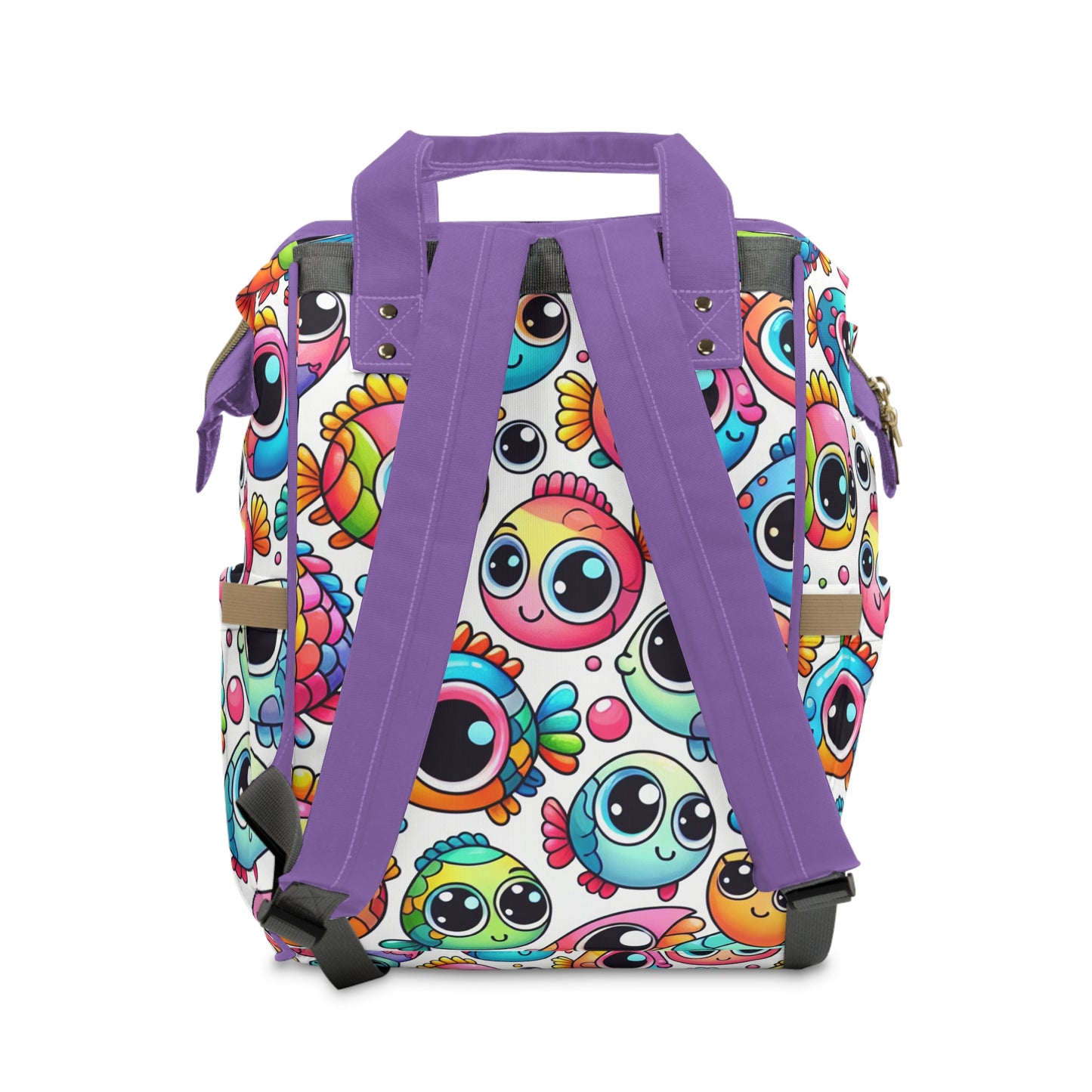 Multifunctional Diaper Backpack - BIG FISHIES (purple) - Vivienne Grace