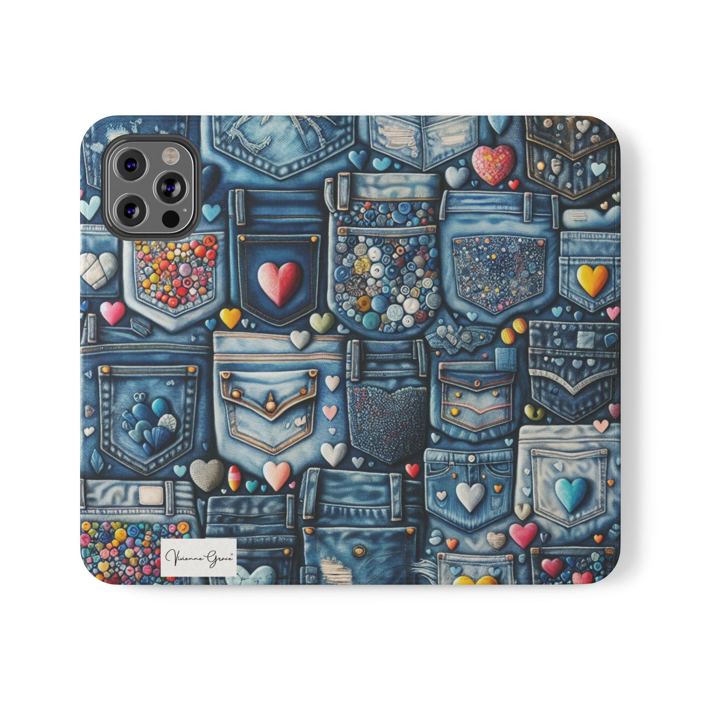 IPhone - Flip Case - BLUE JEANS - Vivienne Grace