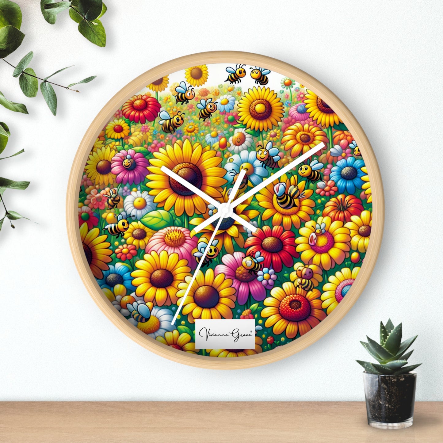 Wall Clock - SUNFLOWERS/BEES
