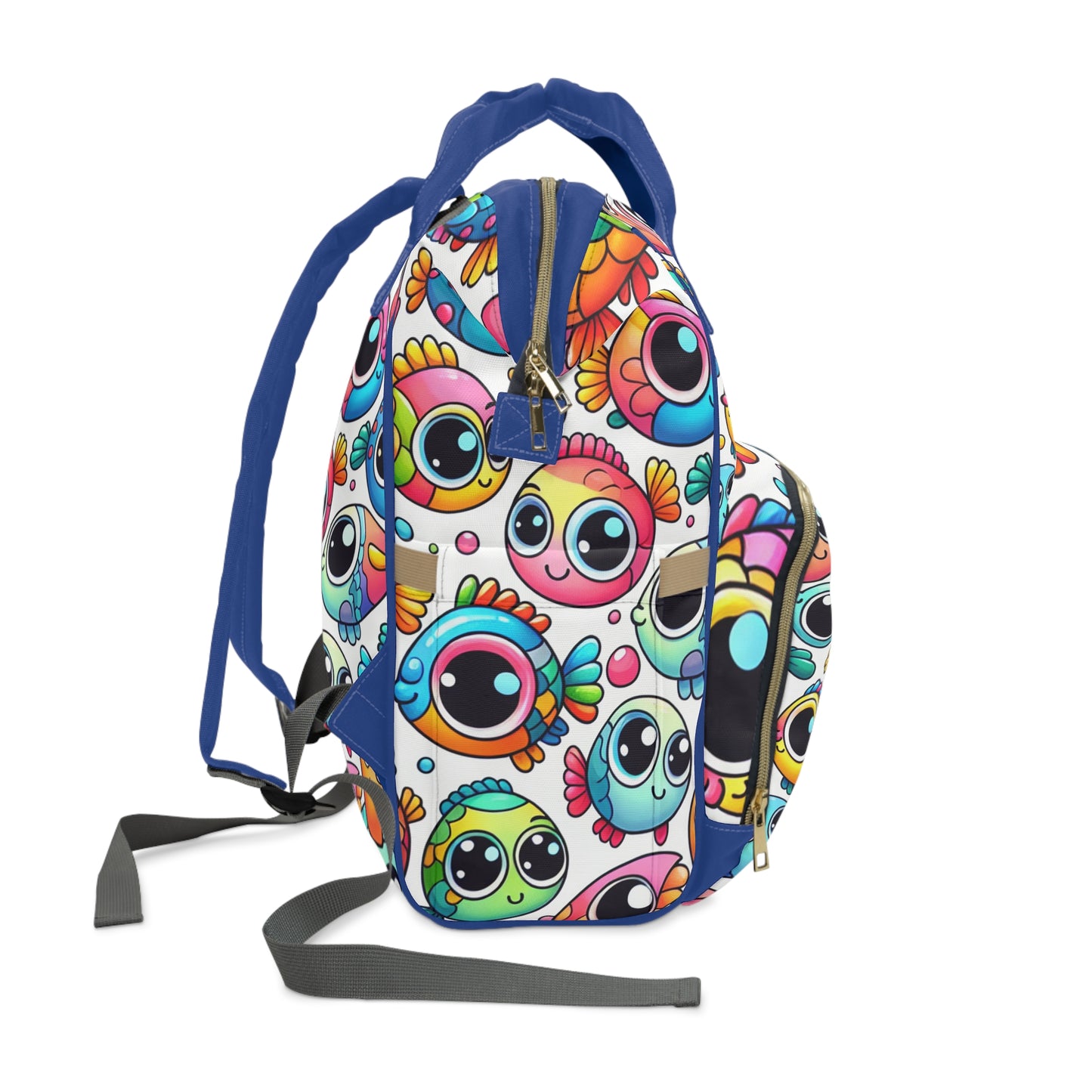 Multifunctional Diaper Backpack - BIG FISHIES (blue) - Vivienne Grace