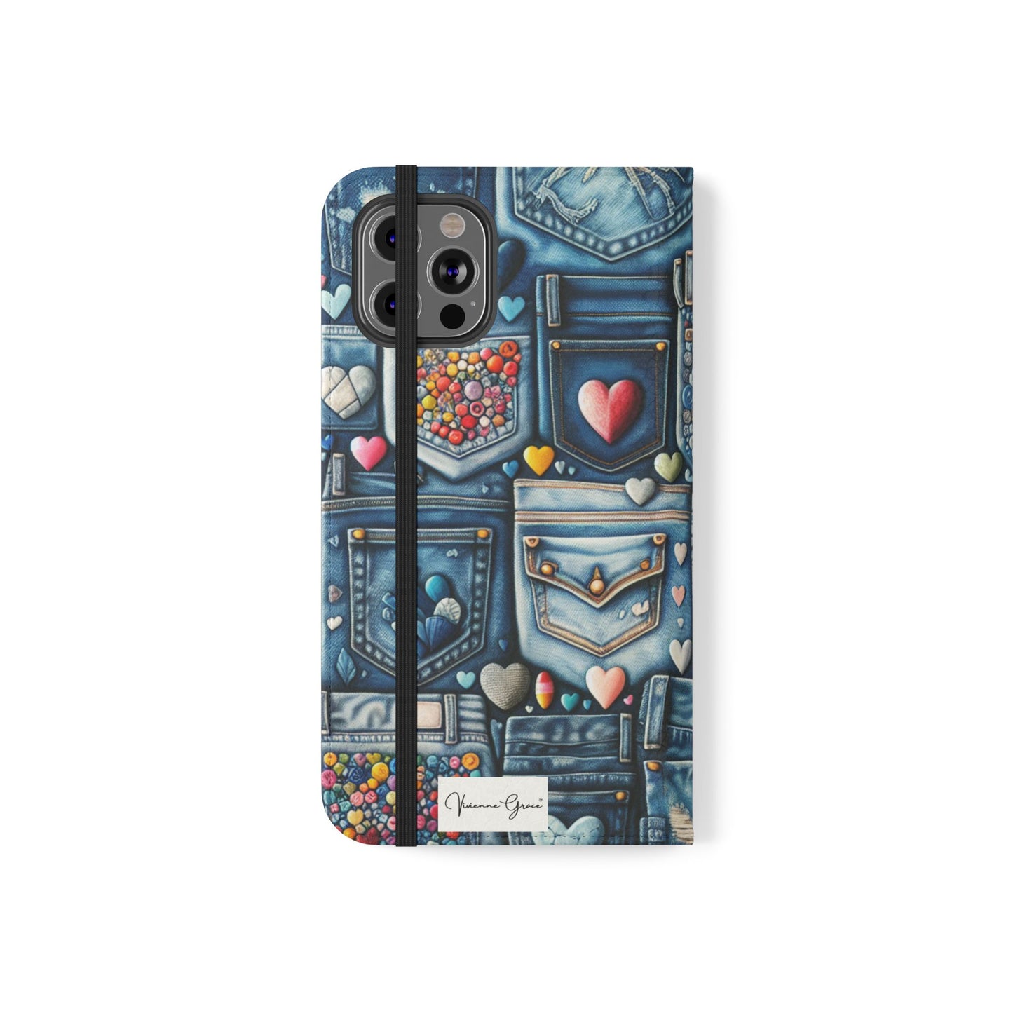 IPhone - Flip Case - BLUE JEANS - Vivienne Grace